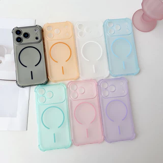 Soft TPU Matte สี่มุม Shock Proof เคสโทรศัพท์แม่เหล็กสําหรับ iPhone 17 16 15 14 Pro Promax 17 Air 16 15 Plus Non Yellowing
