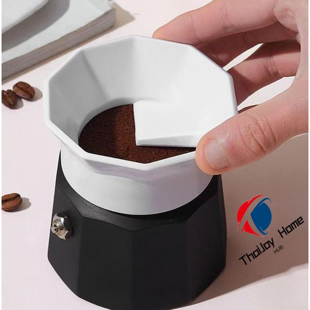 ThaiJoy หม้อป้อนผงมอคค่า Moka Pot Dosing Ring กรวยกรอกกาแฟ สำหรับ 3 cups เรียบง่ายอุปกรณ์เสริม สําหรับเครื่องชงกาแฟ อุปกรณ์กาแฟสดโมก้าพอท