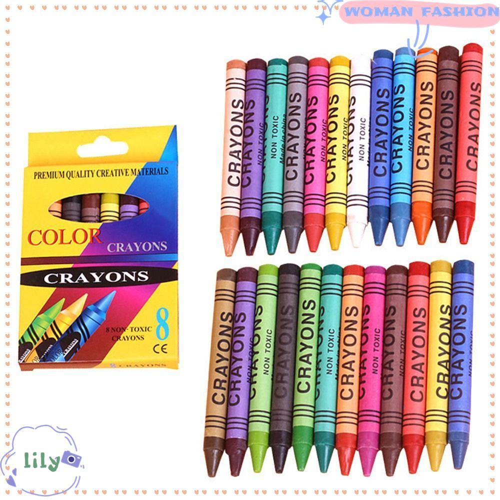LILY Wax Pencil, Art Graffiti 6/8/12/24 สี Wax Crayon, ล้างทําความสะอาดได้ก่อนวัยเรียนภาพวาดเครื่องม