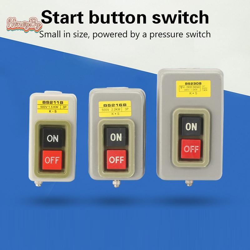 Honeybird สวิตช์ปุ่มสตาร์ท AC380V สามเฟส BS211B BS216B BS230B มอเตอร์ควบคุม Start Stop Switch Nice