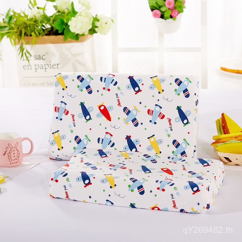 หมอนผ้าฝ้ายแท้การ์ตูนระบายอากาศเด็กนักเรียนทารกแรกเกิดอนุบาลหมอนน้ํายางป้องกันคอสร้างหมอนทารก RLN9