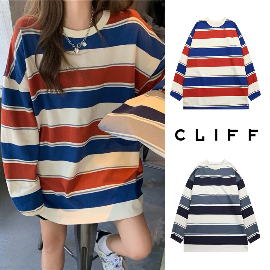 CLIFF  เสื้อสเวตเตอร์วินเทจสไตล์อเมริกัน  แบบบาง  การออกแบบเย็บลาย  แขนยาวรุ่นคู่รัก oversize    แมทช์ลุคง่าย – โปรปัง