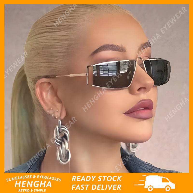 (HENGHA) แว่นกันแดดทรงสี่เหลี่ยมโลหะ ดีไซน์ใหม่ สไตล์ตะวันตก เหมาะสำหรับทั้งผู้ชายและผู้หญิง