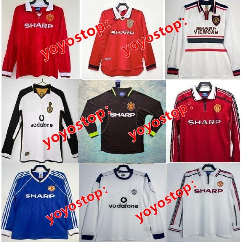 ยูนิฟอร์มฟุตบอลแขนยาว Retro คุณภาพสูง ปี 1992-99 สำหรับแฟนๆ MU ไซส์ S-2XL