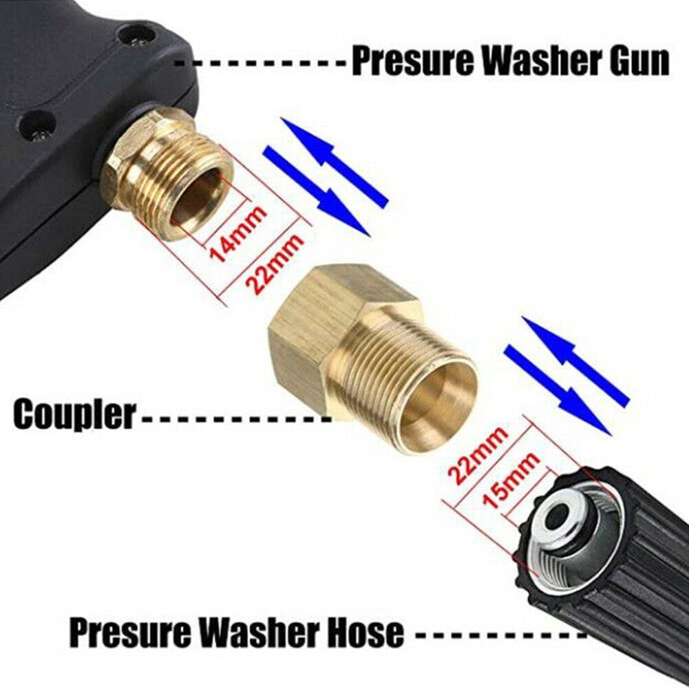 ข้อต่อสวมเร็วทองเหลือง M22*1.5 ตัวเชื่อมต่อรวดเร็ว ข้อต่อสวมเร็วสำหรับเครื่องฉีดน้ำแรงดันสูง เกลียวน