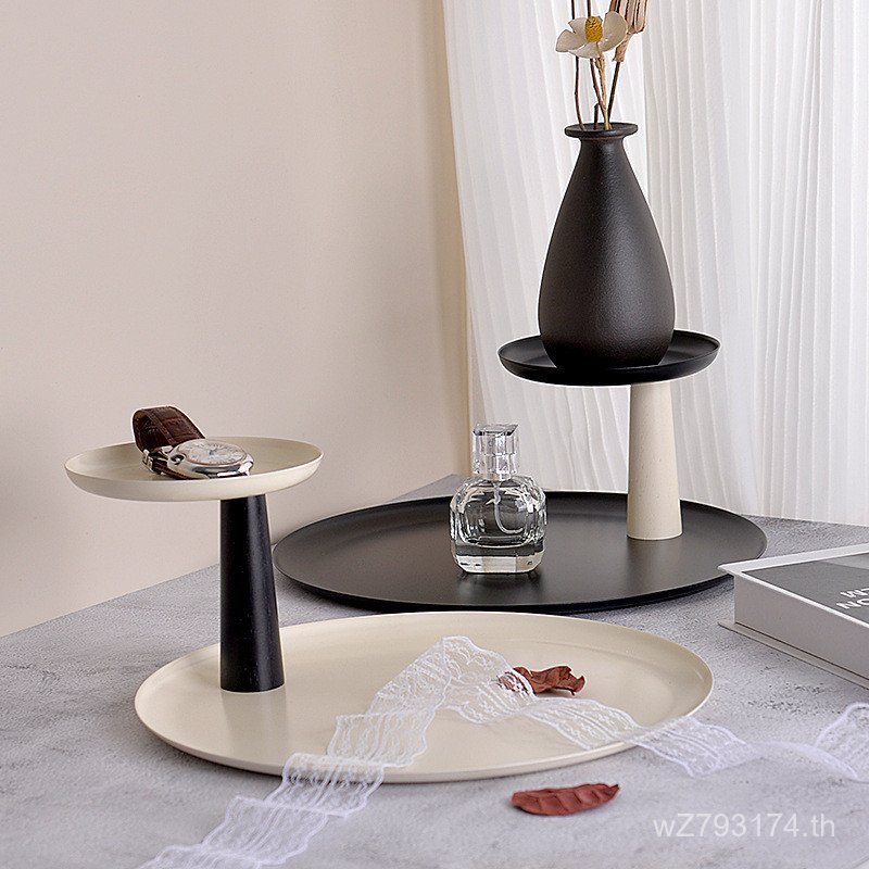 เครื่องสําอางเหล็กเครื่องประดับเครื่องประดับสก์ท็อปทางเข้าถาดเก็บยุโรปถาดชั้นเก็บหมุนได้สองชั้นรอบ F