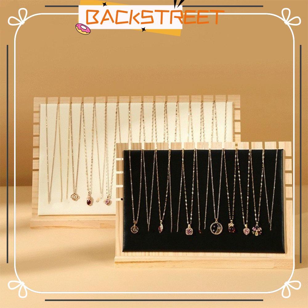 BACKSTREET สร้อยคอ Organizer, Wood Square Jewelry Display Stand, ที่ถอดออกได้แนวตั้งต่างหูชั้นวางเครื่องประดับ