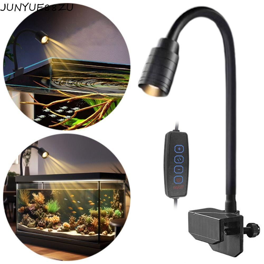 JUNYUE88ZU Mini Clip-on Aquarium โคมไฟ,ปรับซูม 3W Fish Tank Clip Lamp, Super Slim USB 3 โหมดสีหมุนได