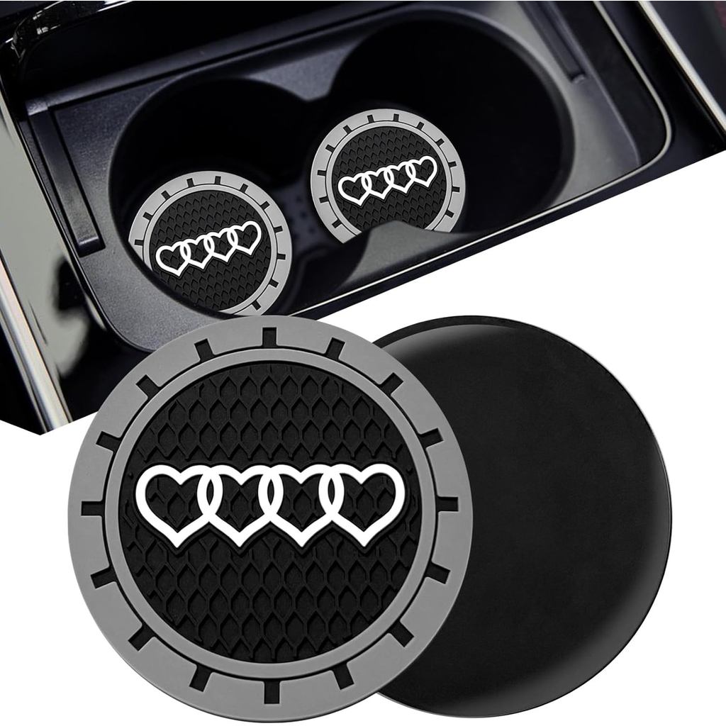 2.75in 2Pack - Love Heart Car Cup Holder Coaster สําหรับ Audi A3 A4 A6 A8 Q2 Q3 Q5 Q7 Q8 S3 S5 S6 RS
