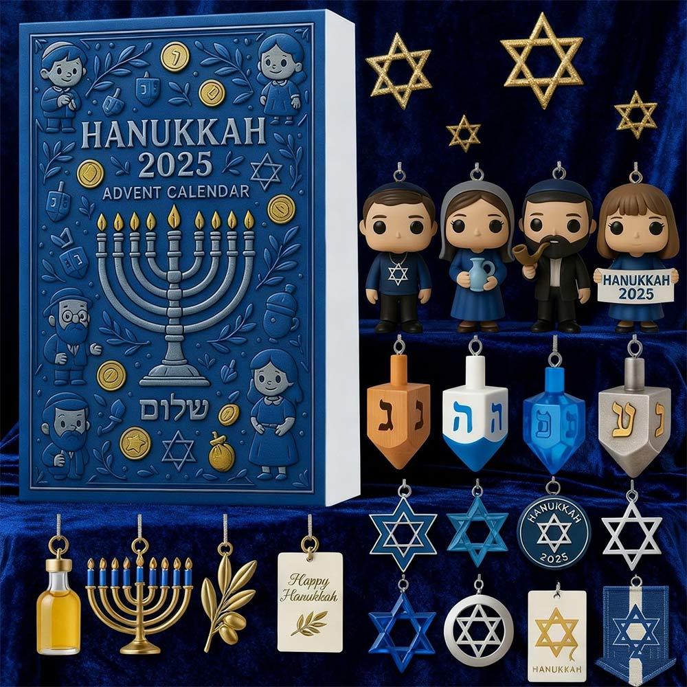 Hanukkah Advent Calendar 2025,24Day Christmas Countdown Calendar Funny Ornaments