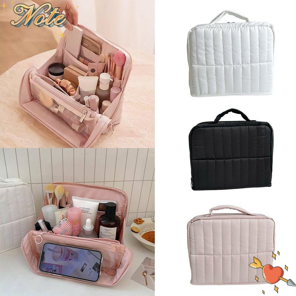 กระเป๋าใส่เครื่องสําอางNOTE,กระเป๋าแต่งหน้าแบบยืนผ้าความจุขนาดใหญ่,มัลติฟังก์ชั่นพร้อมช่องใส่ของเครื่องเขียนกันน้ําสําหรับการเดินทาง