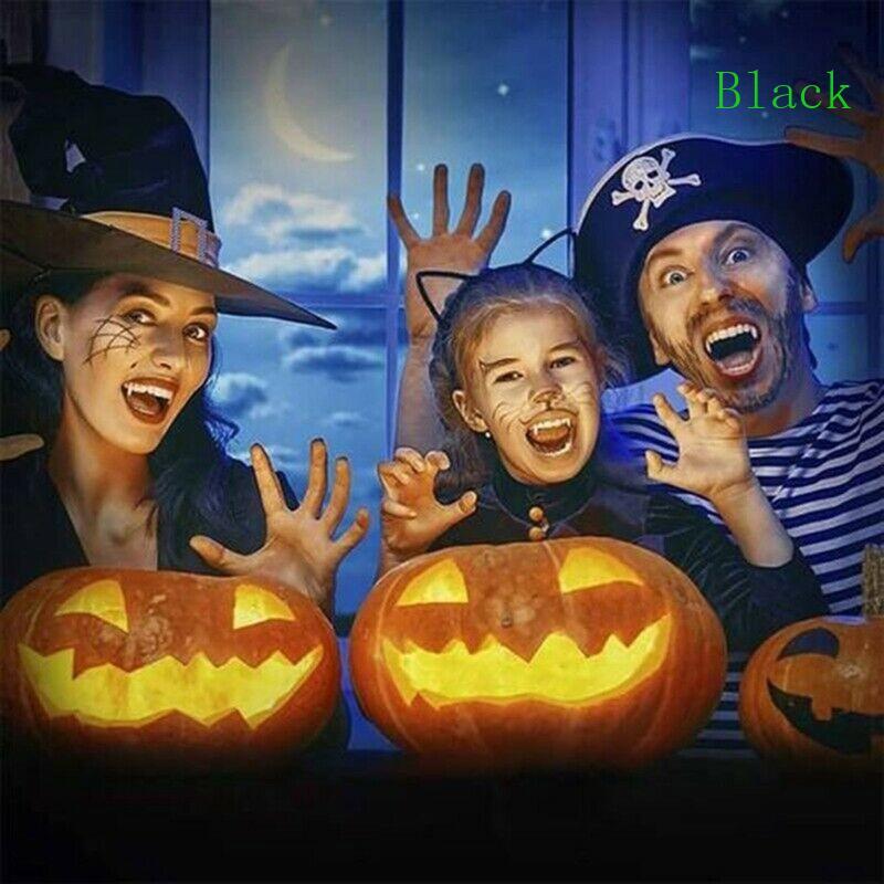 สีดําสําหรับ Vampire Fangs Retractable สําหรับ Vampire ฟันพลาสติกนํากลับมาใช้ใหม่ฮาโลวีนเครื่องแต่งก