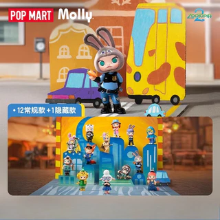 POPMART POPMART MOLLY Crazy Zoot City Joint Series การตกแต่งกล่องลึกลับ