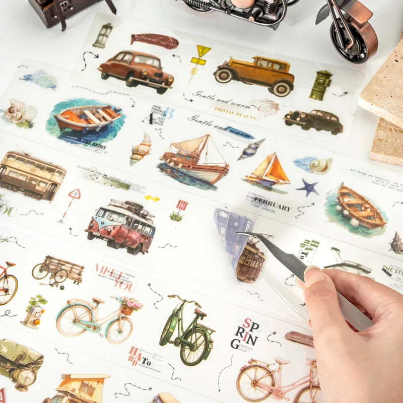 Journal GO 6×200 ซม.Along the Way Travele เทปสติกเกอร์ตกแต่ง Collage กาว Diy Scrapbooking การ์ด Masking เทป