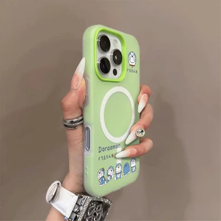การ์ตูนหุ่นยนต์แมว 2-in-1 Jelly Magnetic Hard Case สําหรับ iPhone 11 12 13 14 15 16 17 Pro Max Plus Air ปลอกป้องกันลายนิ้วมือ frosted ฝาครอบแม่เหล็กสําหรับ iPhone15Promax กรณี