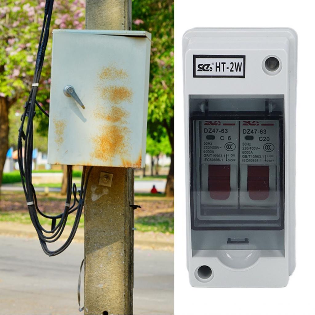 Toprctoy.PH กล่องกระจายกลางแจ้ง Power Circuit Breaker MCB C ประเภท IP65 AC 230V 400V (C6+C20)