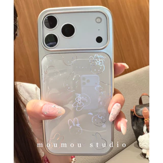 Huiwanju electroplated Epoxy Rabbit น่ารักเหมาะสําหรับ iPhone17ProMax เคสโทรศัพท์มือถือเคสป้องกัน 16Pro/15.
