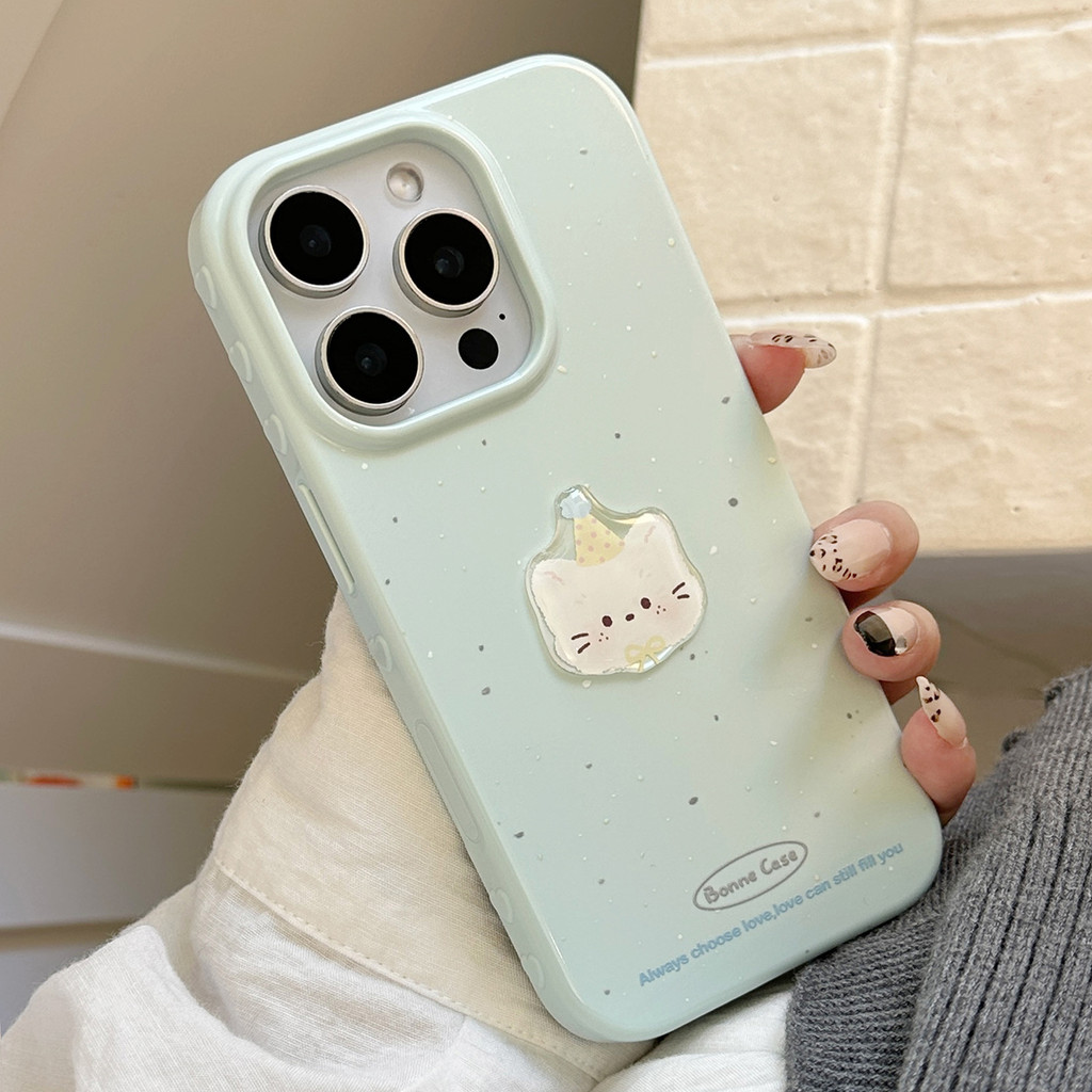 เคสโทรศัพท์ป้องกันแมวการ์ตูนสีฟ้านมเหมาะสําหรับ ทีพียู สําหรับ ไอโฟน12 13 14 15 16 17มือโปร สูงสุด