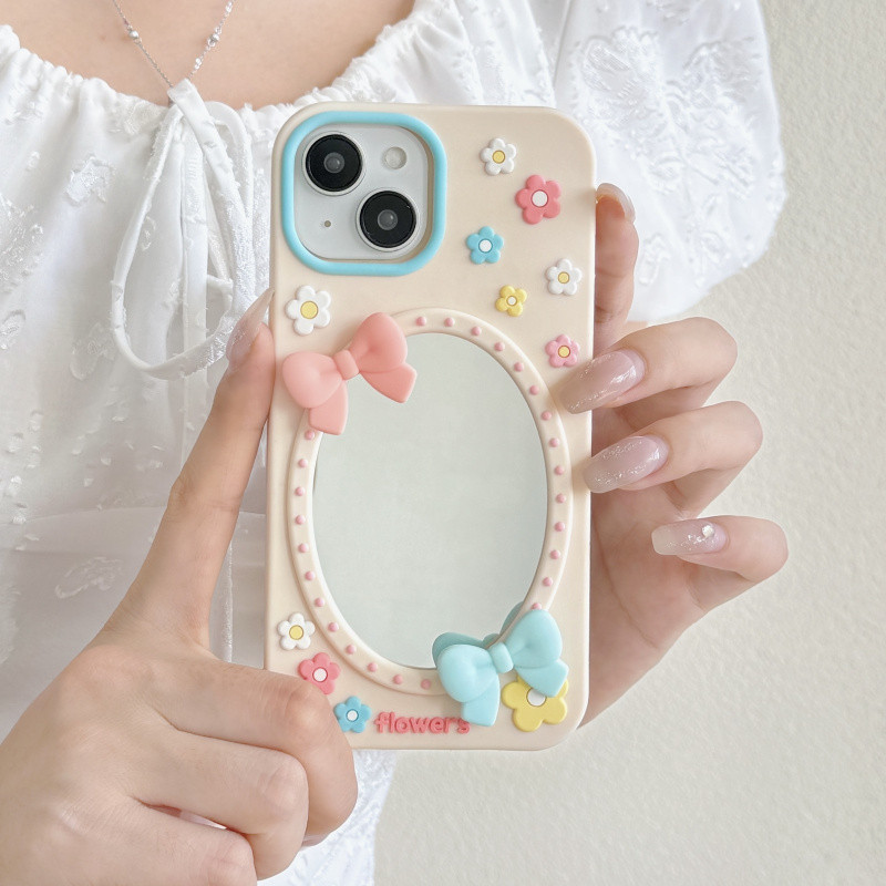 3ง ดอกไม้กระจกซิลิโคนเคสโทรศัพท์สําหรับ ไอโฟน 11 12 13 14 15 16 17 มือโปร สูงสุด ปลอกซิลิโคนอ่อนนุ่มฝาครอบป้องกันสําหรับ ไอโฟน17 กรณี