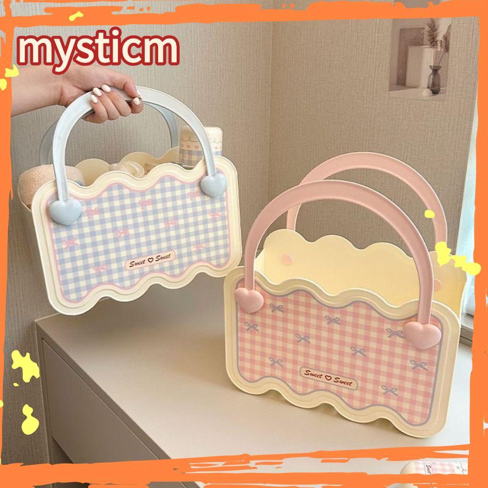 MYSTICM ตะกร้าอาบน้ําแบบพกพา, ตะกร้าอาบน้ําในครัวเรือนหัวใจหวาน, ประหยัดพื้นที่ความจุขนาดใหญ่ตะกร้าเก็บห้องน้ําวางซ้อนกันได้