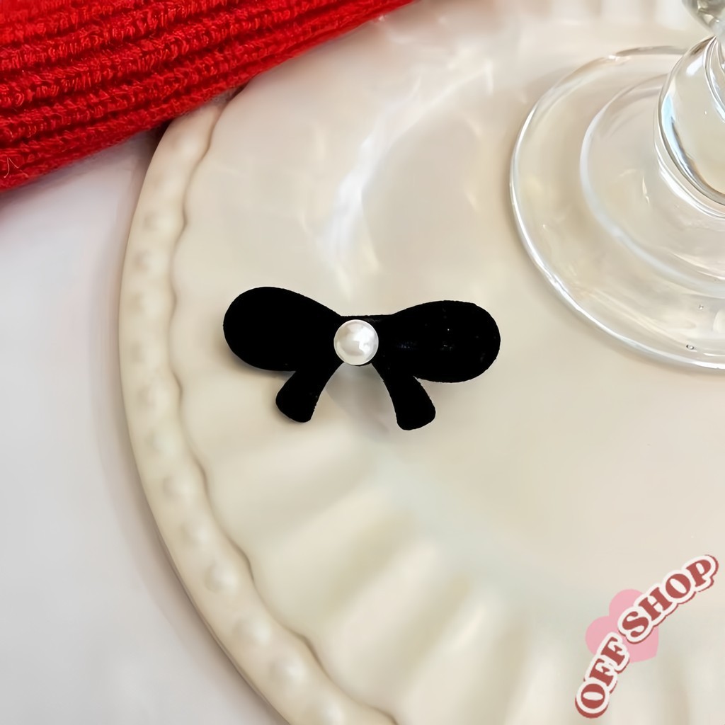 OFF SHOP  ใหม่ 2025 กิ๊ฟตัวเล็ก สีดำแดง เรียบหรูดูแพง โบว์ดอกไม้’ VO-17/VO-18/VO-19