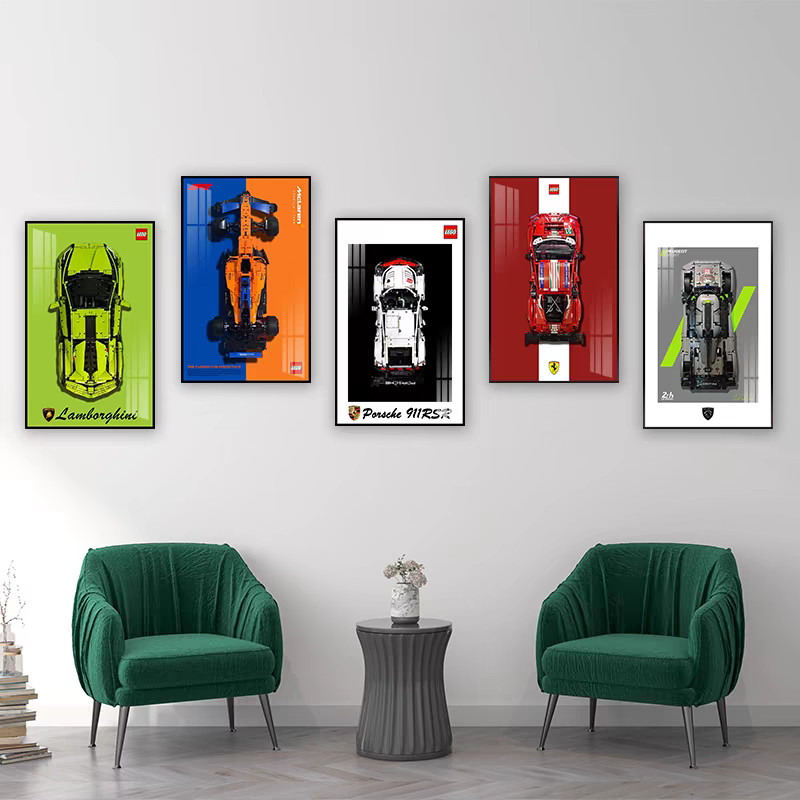 Building Block Car + กรอบรูปชุดใช้งานร่วมกับ Lego Building Block รถ Wall กรอบรูป Benz F1 Ferrari F1 