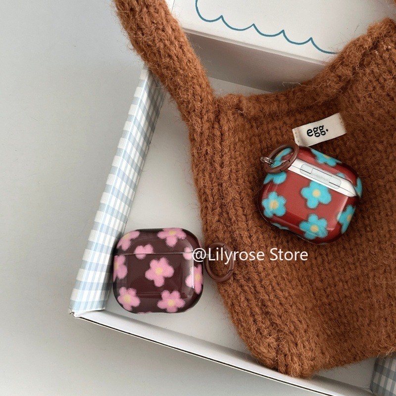 เคส IMD สําหรับ AirPods Pro3 [2025] AirPods Pro2 Pro 4 3 2 1 ฝาครอบหูฟังไร้สายของ Apple สีเหลืองสีน้ําตาลดอกไม้สีฟ้า