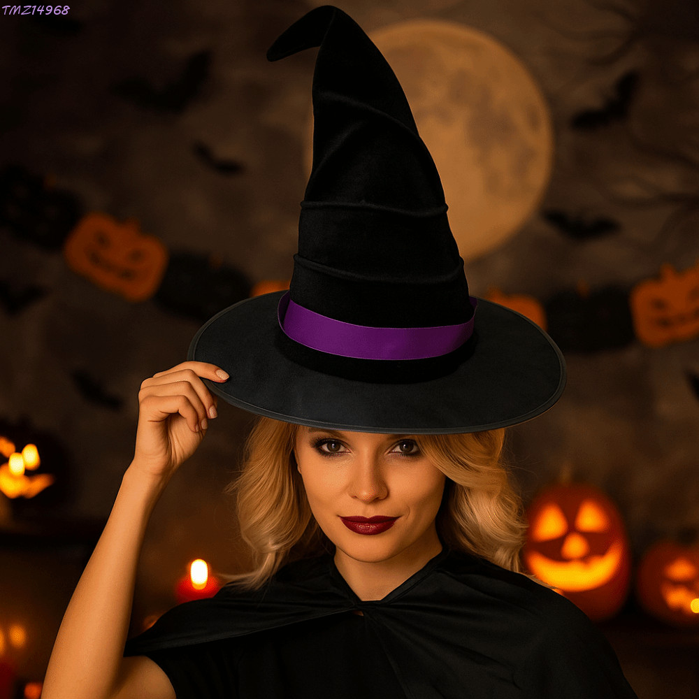 หมวกแม่มดและพ่อมด HALLOWEEN พับได้งานคอสเพลย์(TMZ14968)