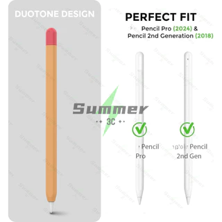 เคสสำหรับ Apple Pencil 1st 2nd 3th Pencil Pro บางเฉียบ ฝาครอบป้องกันซิลิโคน เข้ากันได้กับการชาร์จแบบแม่เหล็ก แตะสองครั้ง