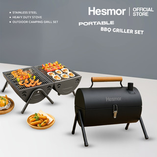 HESMOR BBQ RACK BBQ Griller Set Outdoor BBQ Camping Heavy Duty Stove Portable Dual-purpose Arang Barbeque Grill Pan 烧烤炉