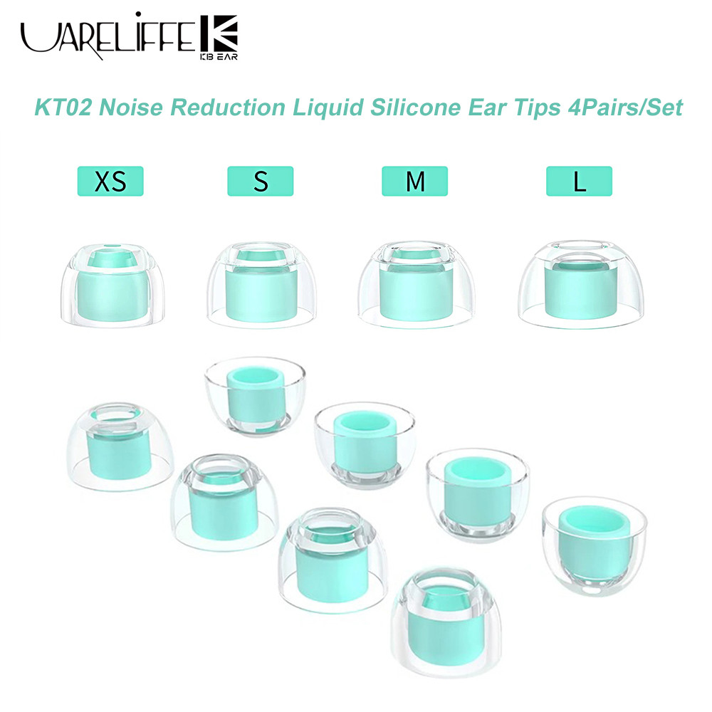 Uareliffe KBEAR KT02 Eartips 4 คู่/เซ็ตซิลิโคนเหลววัสดุ XS/S/M/L ขนาดหนาเปลี่ยนหูฟังเบาะเสียงแยกนุ่ม