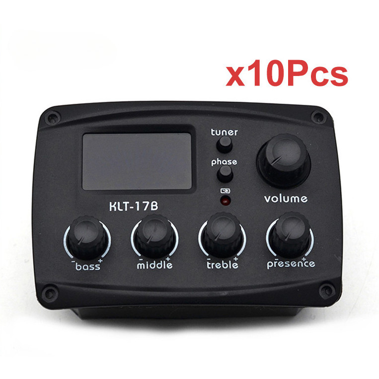 10pcs KLT-17B กีตาร์ EQ Preamp 70*48 มม.ดิจิตอล Procedding Tuner 4 Band EQ Equalizer พร้อมจูนเนอร์กี