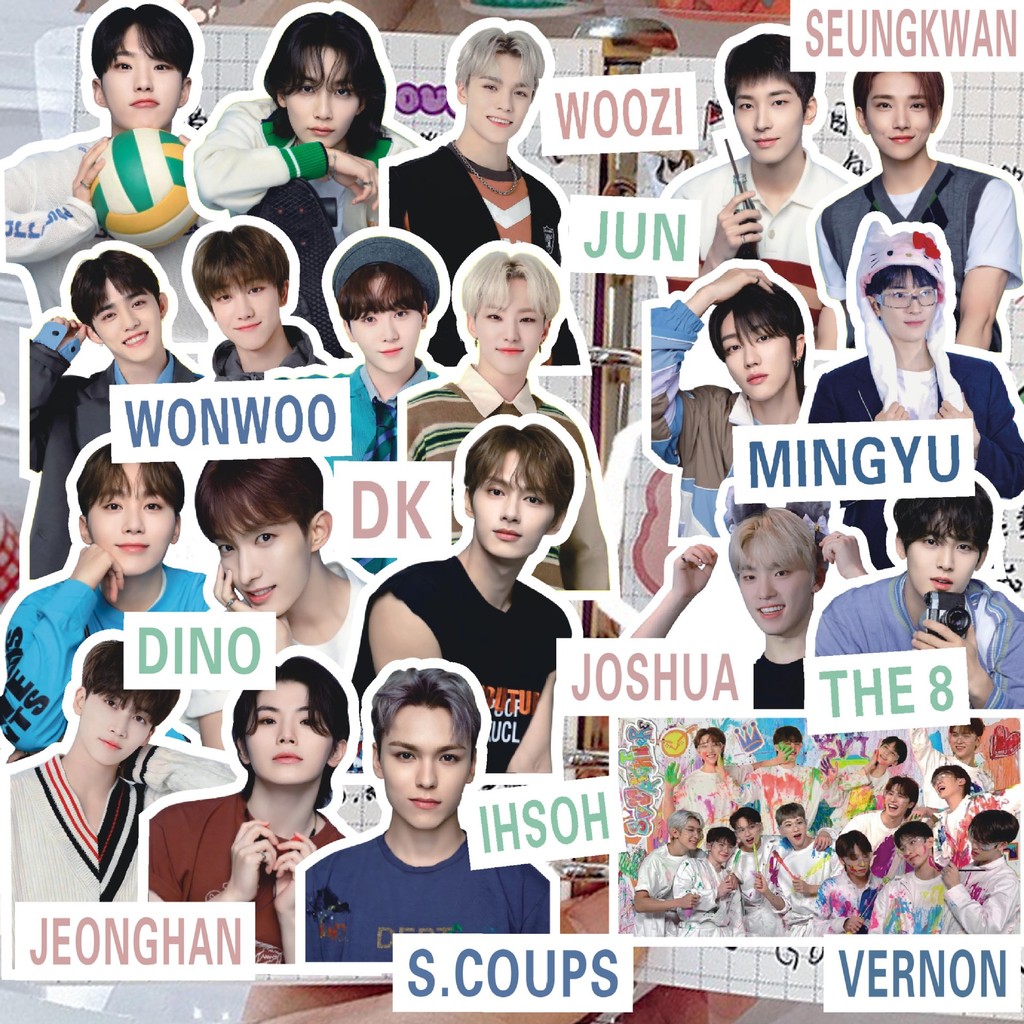75 แผ่นกลุ่มเกาหลีสติกเกอร์สิบเจ็ด Wen Junhui Kwon Soon Wing Quan Yuan Woo Seo Minghao Kim Min Kui C