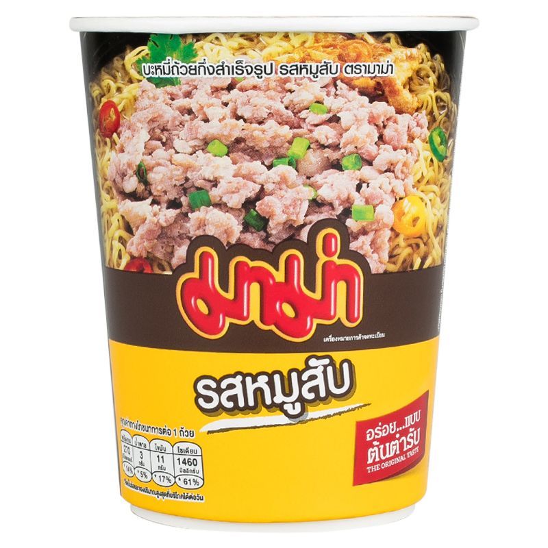 มาม่าบะหมี่กึ่งสำเร็จรูปคัพรสหมูสับ 60ก Mama Cup Instant Noodles Minced Pork Flavour 60g [8850987101472 ]