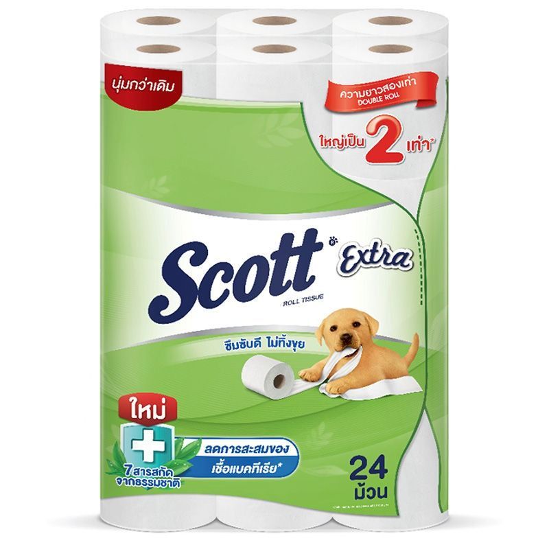 สก็อตต์เอ็กซ์ตร้าดับเบิ้ลโรลกระดาษชำระ 24ม้วน Scott Extra Toilet Tissue Double Roll 24rolls [8850039204243 ]
