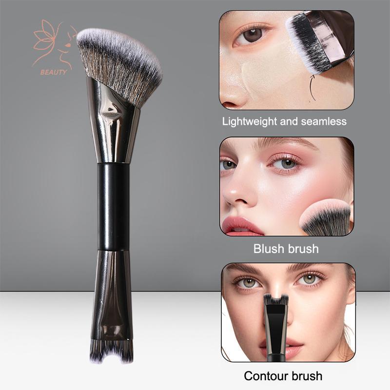 [maybeauty] แปรงแต่งหน้าสองหัว Powder Blusher Brush แปรงรองพื้น U-รูปจมูก Shadow Contour Brush มัลติฟังก์ชั่นเครื่องมือความงามแบบพกพา {TH}
