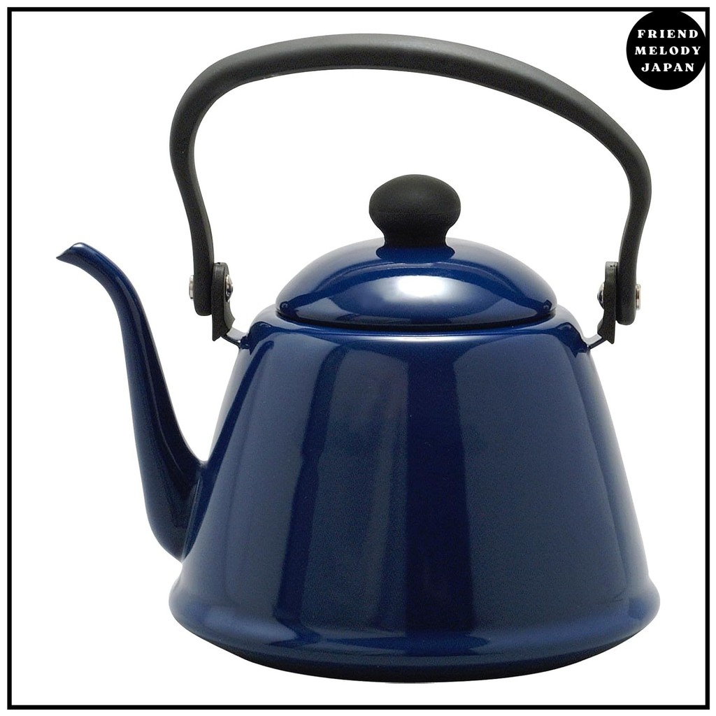Noda Horo Drip Kettle 2L Enamel Gas Fire/IH Compatible Narrow Mouth Made in Japan Navy DK-200NBFMJ S