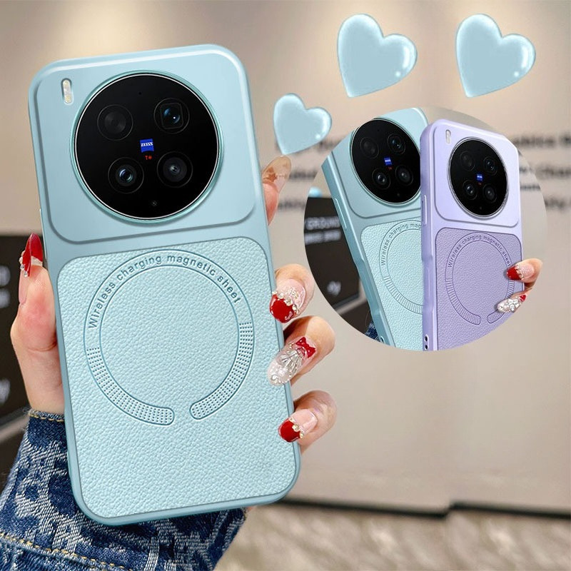 ฝาครอบแม่เหล็กหนัง PU สําหรับ vivo X300 Ultra X200 Pro X300S พื้นผิวลื่นซิลิโคนกันกระแทกโทรศัพท์กลับกรณี