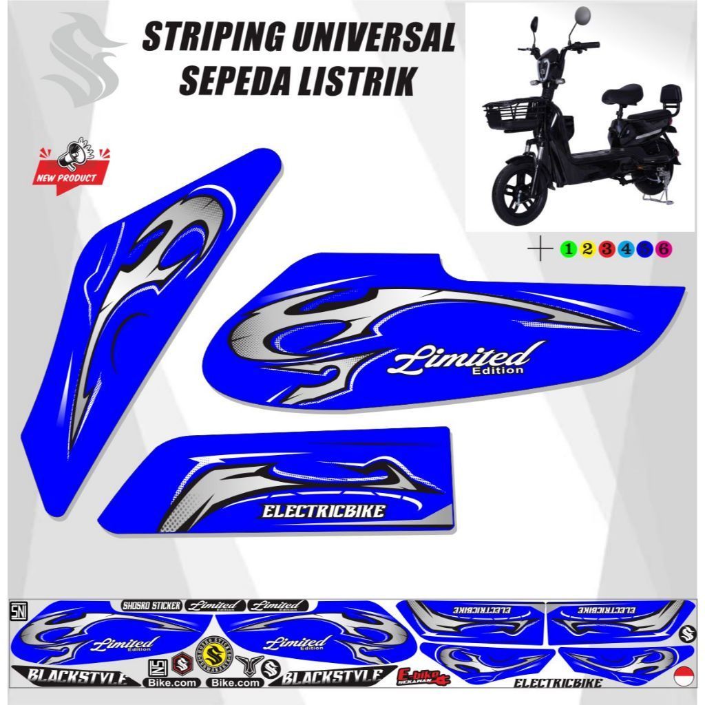 UNIVERSAL ELECTRIC BIKE STICKER VARIATION STRIPING STICKER BIKE