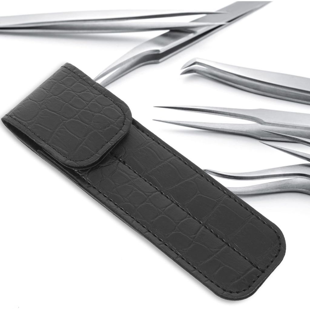 Housoutil Tweezer Storage Case, Eyelash Tweezer Holder, Eyelash Tweezer Case for Extensions, Black