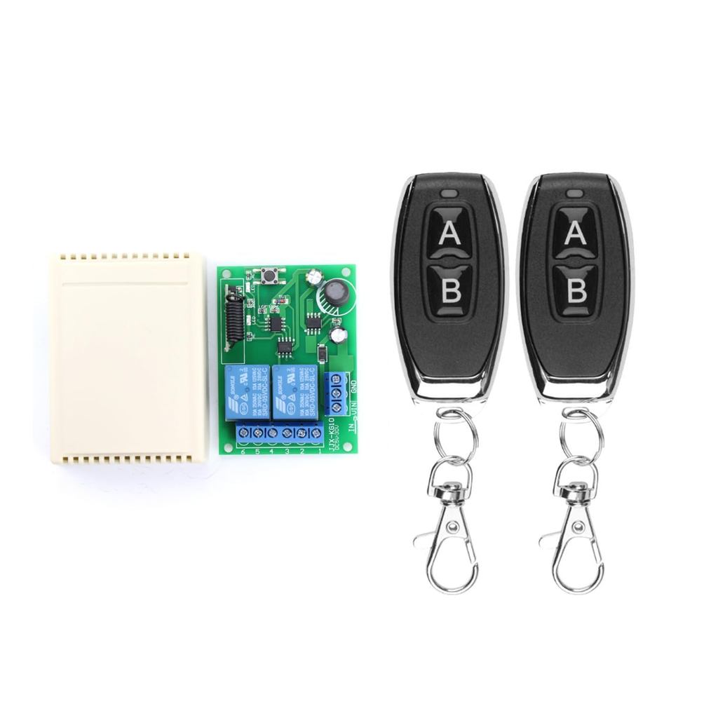 สวิตช์รีโมทไร้สาย DC 12V 24V 2 ช่อง 10A รีเลย์ 433 mhz ตัวรับสัญญาณไร้สายพร้อมรีเลย์รีโมทคอนโทรลไร้ส