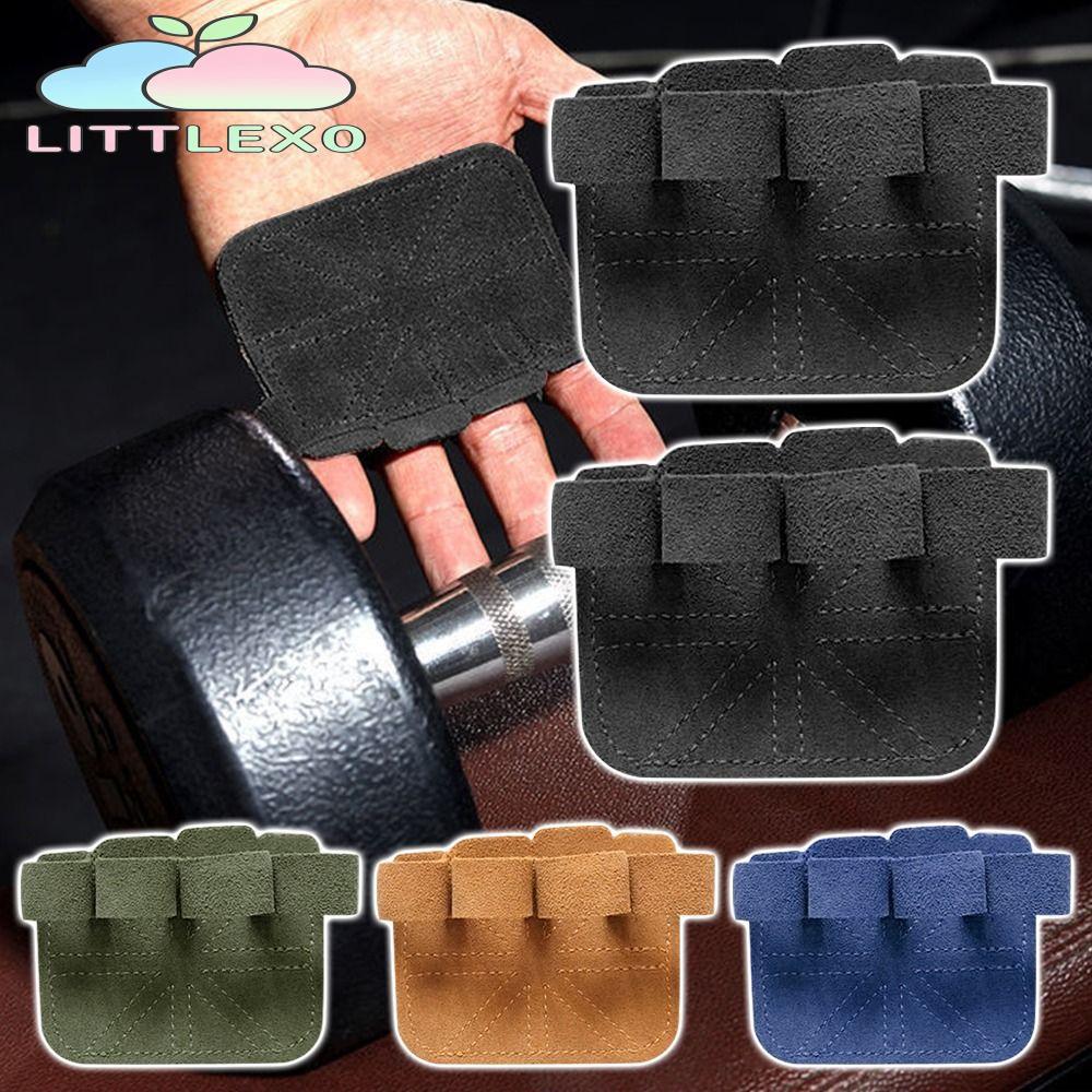 LITTLEX 1PC/ 1 คู่ถุงมือยกน้ําหนัก, แผ่นรองฝ่ามือหนังวัว 9 สี, การป้องกันกันลื่น