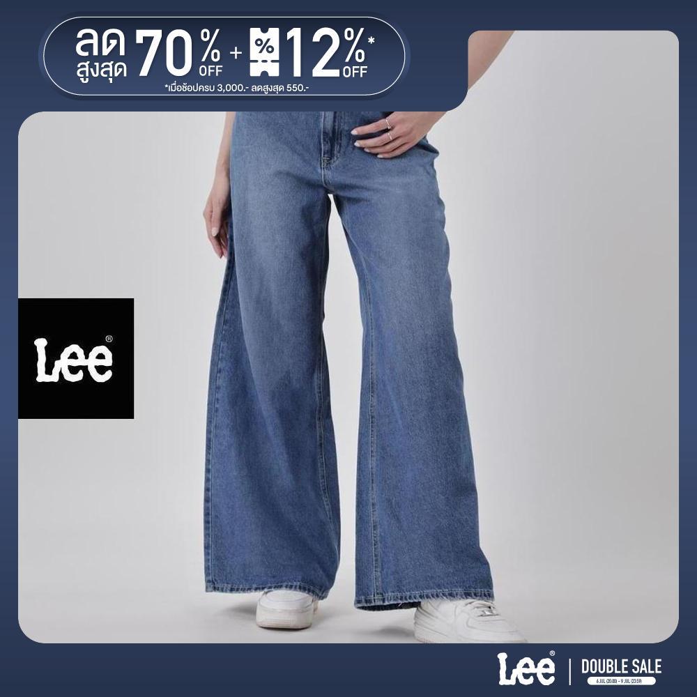 LEE กางเกงยีนส์ผู้หญิง คอลเลคชั่น Denim Obsession เอวสูง ทรงขากว้าง รุ่น LE F525WWIDN24 สียีนส์กลาง