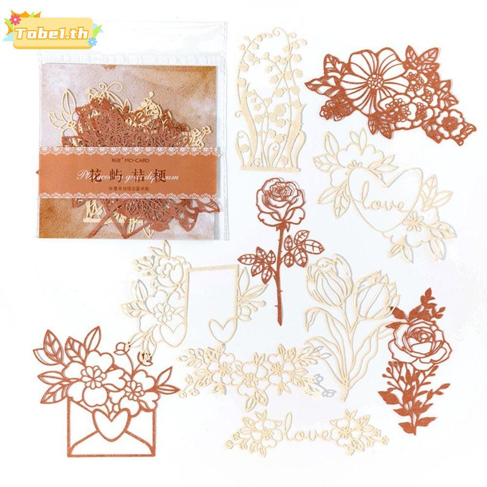TOBE1 Vintage Lace กระดาษ, 10 ชิ้น/แพ็ค Hollow Out Texture Craft กระดาษ Pack, ตกแต่งผีเสื้อรูปร่างขน