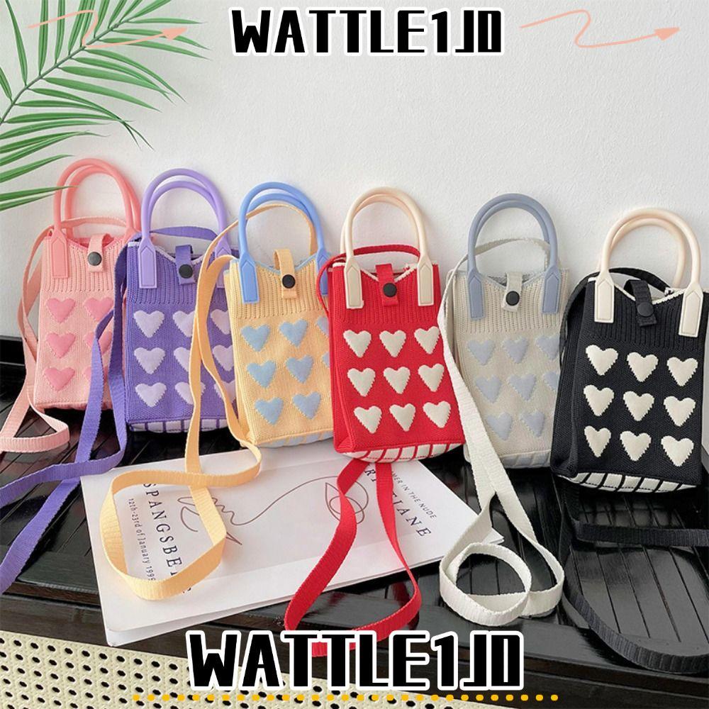 WATTLE1J0 Knot Wrist Bag, Sweet Love Knit Handbag, Fashion High-capacity Mini Phone Bag Women