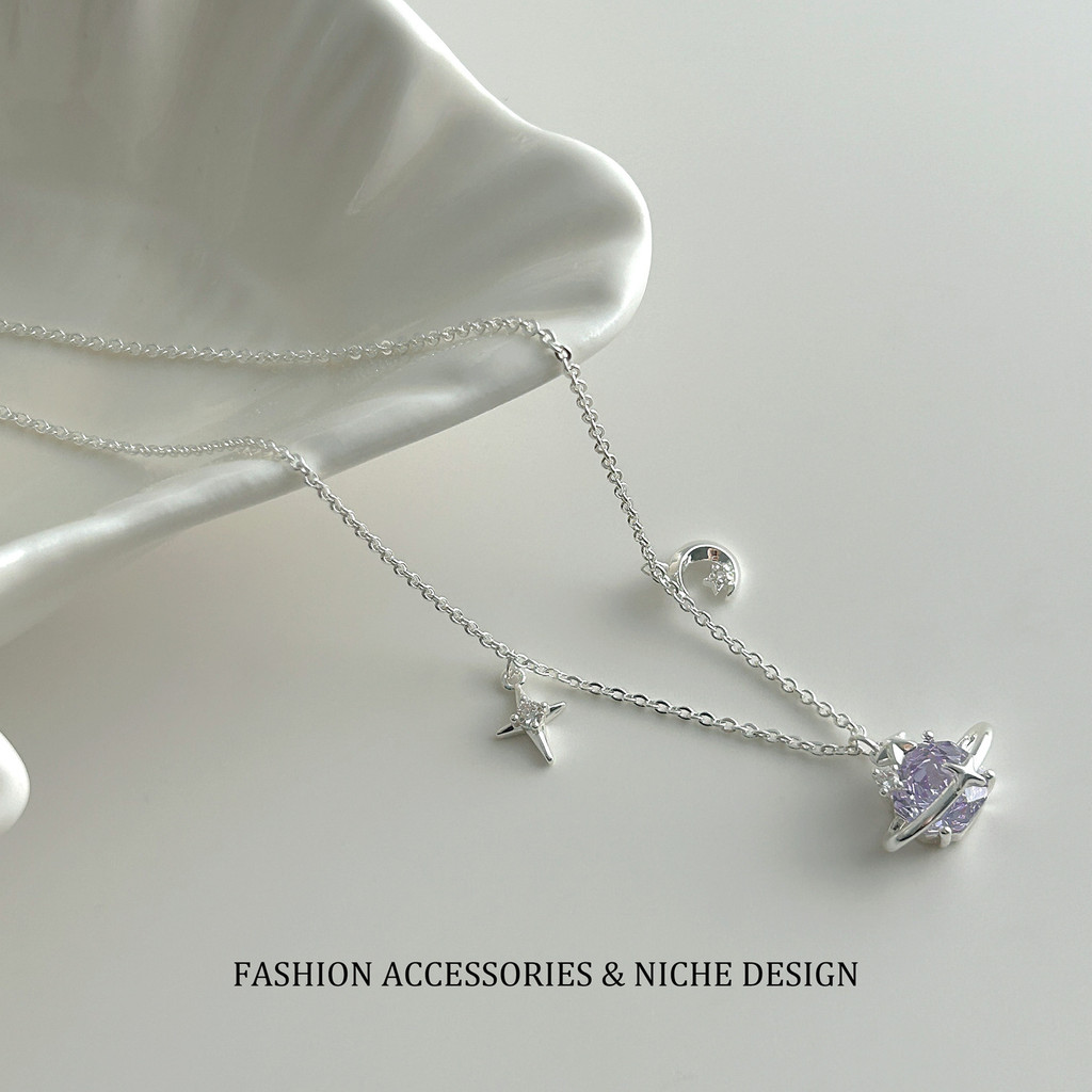 Rose Nebula แหวนสร้อยคอหรูหรา Niche High-End Clavicle Chain ออกแบบรู้สึกแฟชั่นอินเทรนด์ All-Match สร