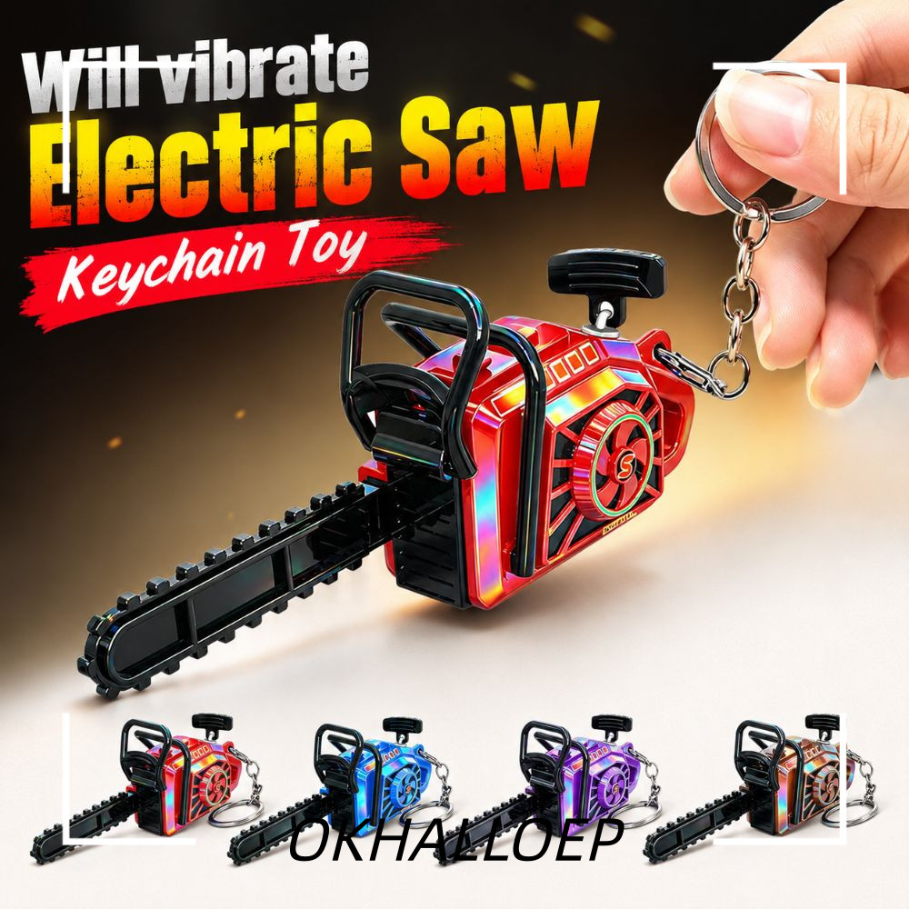 IOKHALLO เลื่อยไฟฟ้าพวงกุญแจของเล่น,พลาสติก Clockwork Power Saw Bag จี้,สนุกดึงเชือกแบบพกพาสมจริง Logging Saw ของเล่นของขวัญของเล่น Key Decor