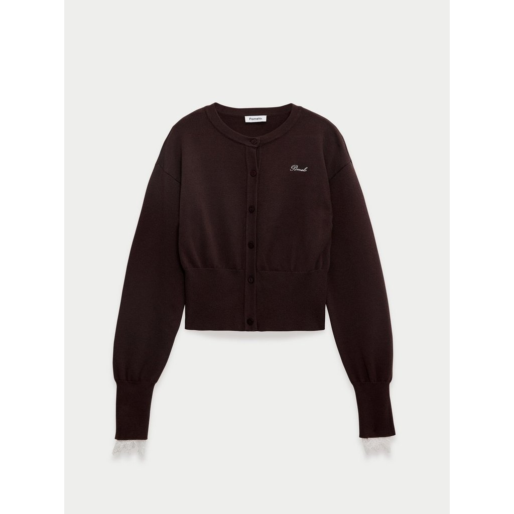 [Pomelo] เสื้อคาร์ดิแกนแต่งลูกไม้ / Lace Trim Cardigan