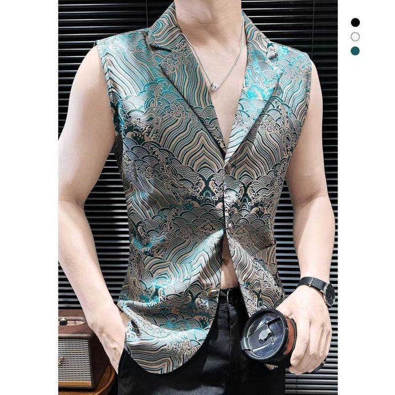 无袖西装男士夏季新款设计师男装高级感贵族花纹无袖坎肩西服背心260708 Sleeveless Suit for Men, New Summer Designer Men's Wear, High-E