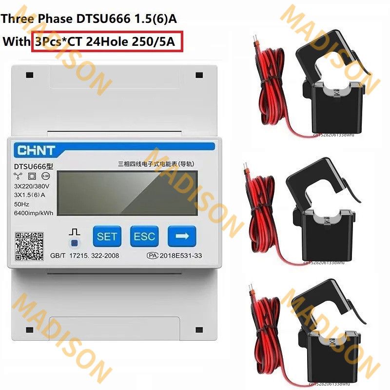 CHINT DDSU666 DTSU666 80A Din Rail Digital Voltmeter Current Power พลังงานไฟฟ้า KWH เมตรโวลต์ Amp Modbus RS485 AC 230V 380V Solar Cell อินเวอร์เตอร์ระบบ mismatch